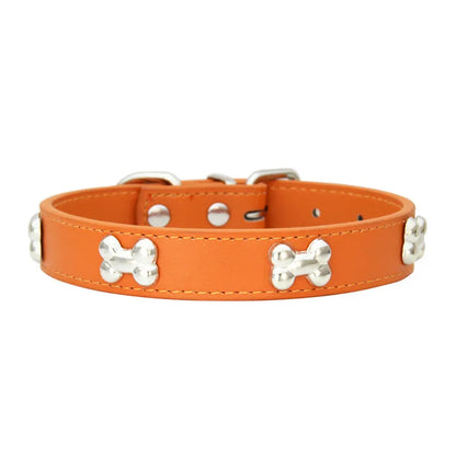Durable Bone Design Leather Dog Collar 🐶🐾