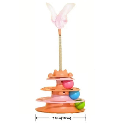 Cat Toy Tower with Balls & Feather