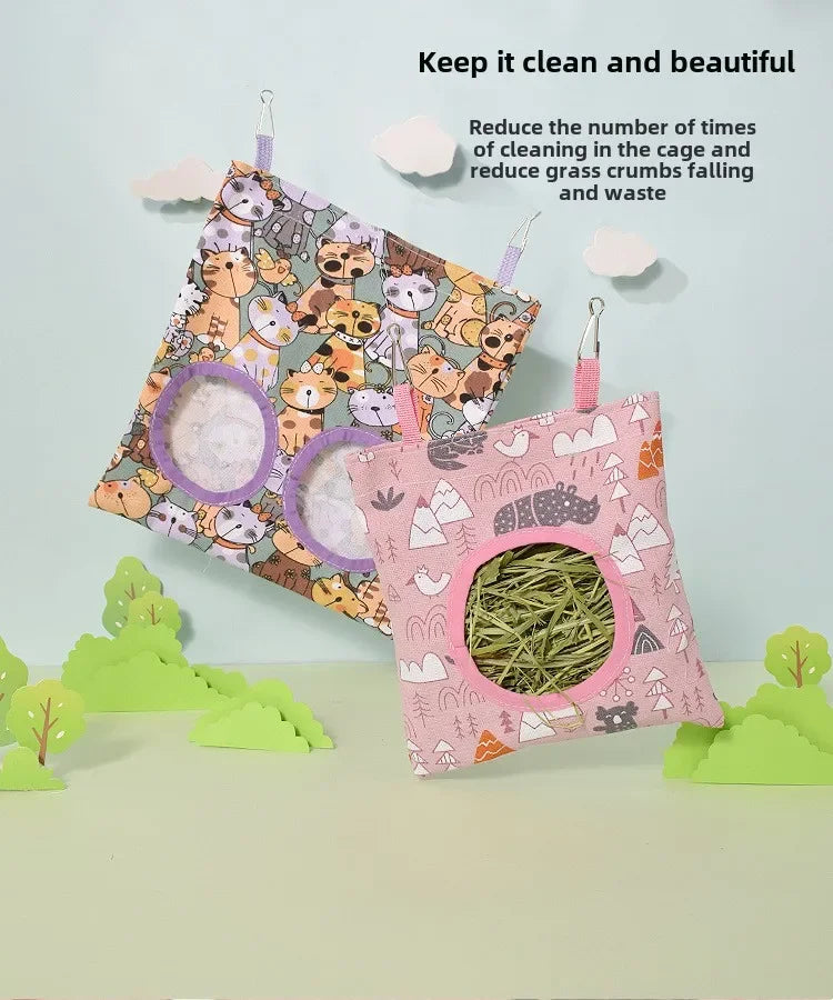 Hanging Hay Bag Feeder for Small Pets