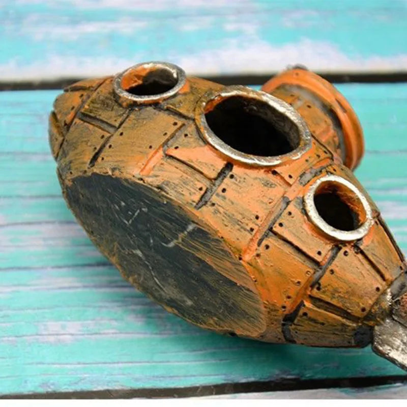Resin Submarine Aquarium Ornament