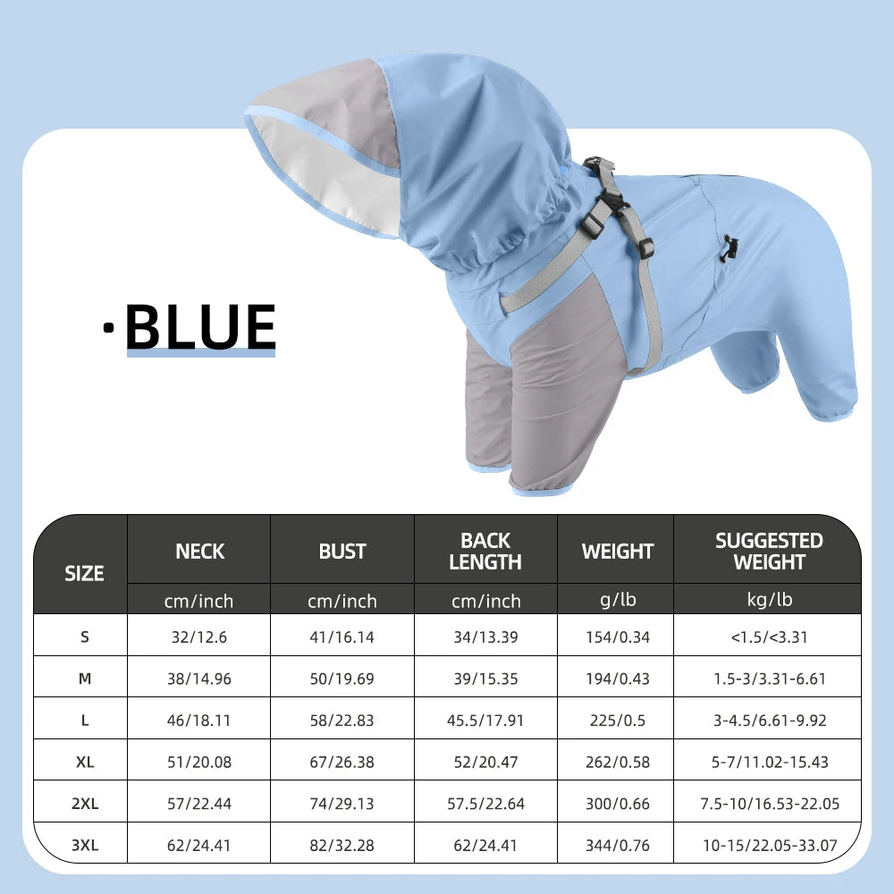 🌧️ Waterproof Dog Raincoat with Hood