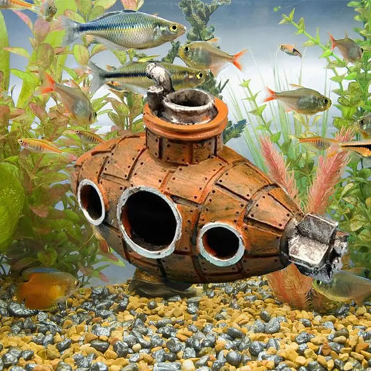 Resin Submarine Aquarium Ornament