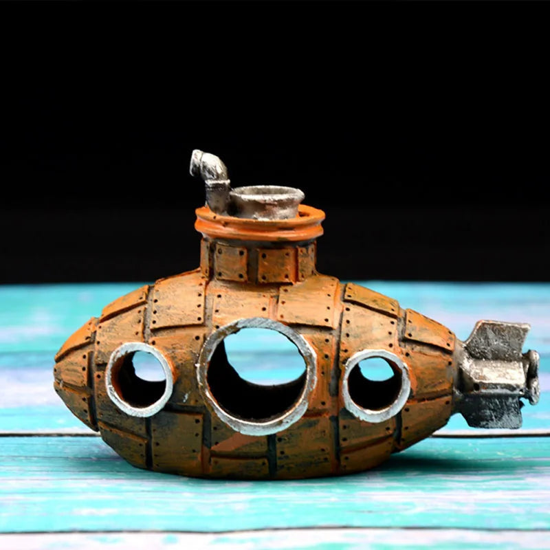 Resin Submarine Aquarium Ornament