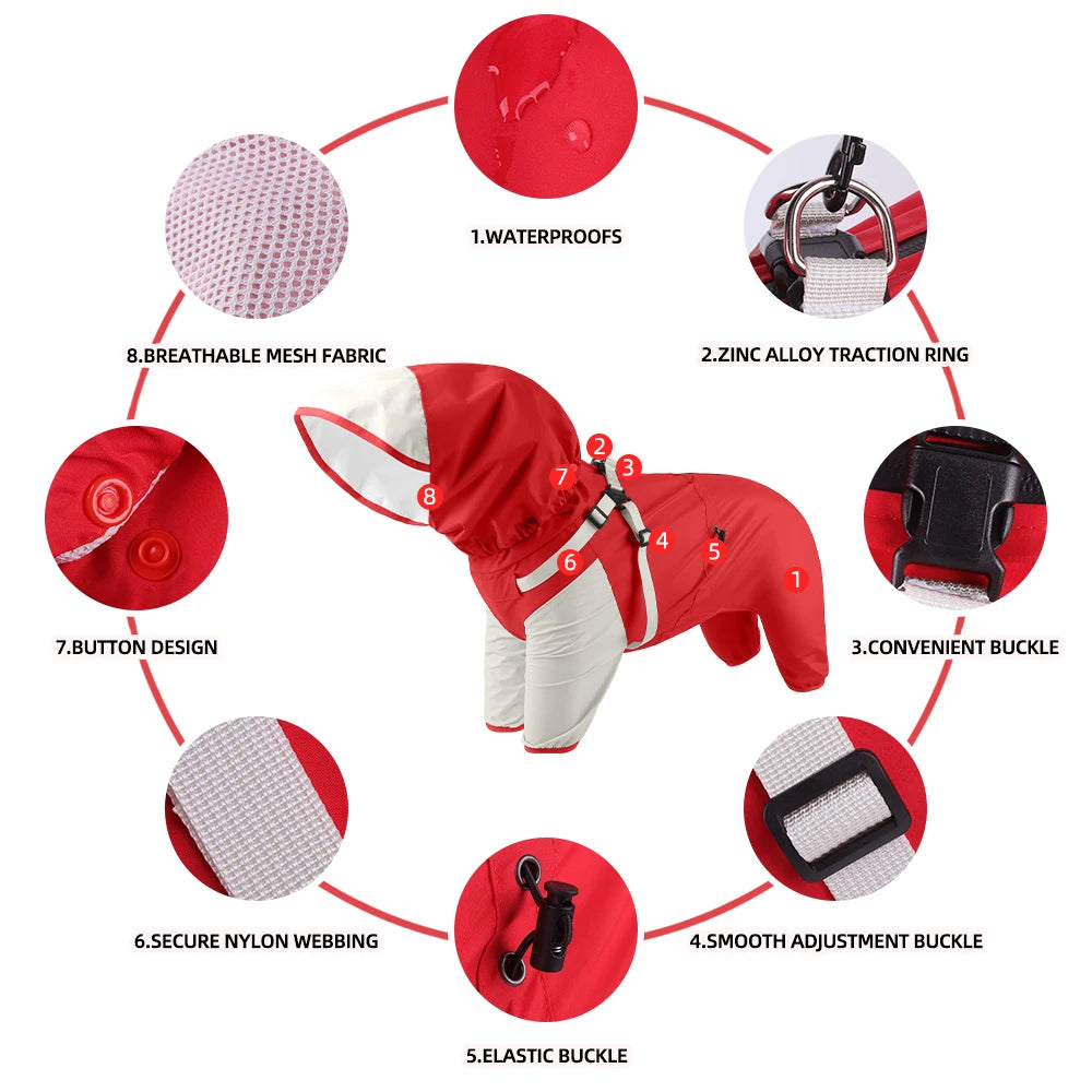 🌧️ Waterproof Dog Raincoat with Hood