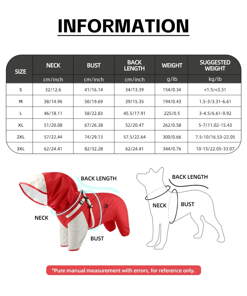 🌧️ Waterproof Dog Raincoat with Hood