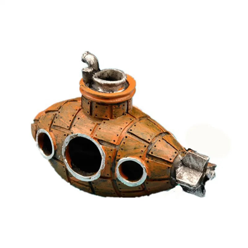 Resin Submarine Aquarium Ornament