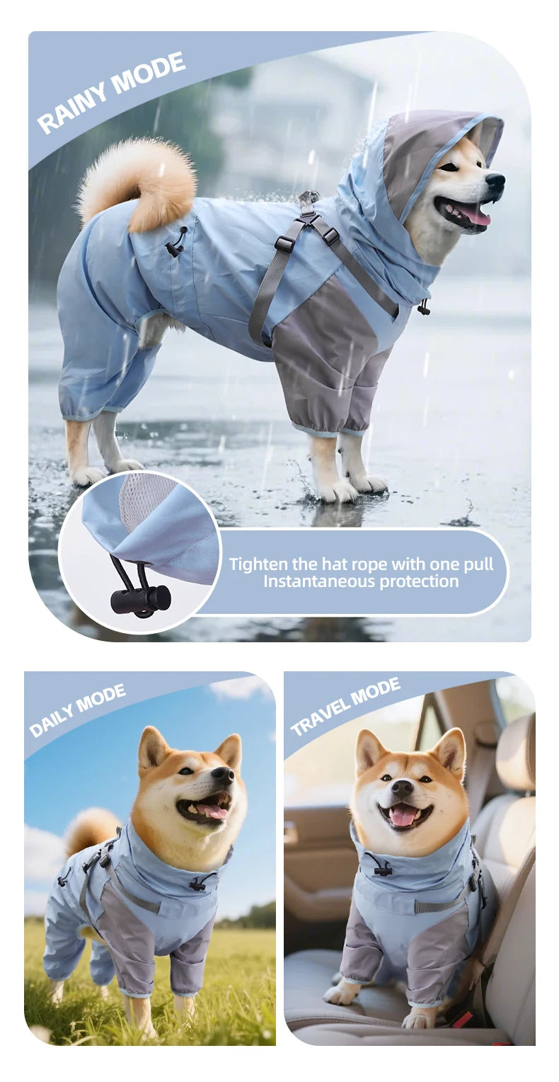 🌧️ Waterproof Dog Raincoat with Hood
