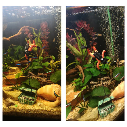 Diver Treasure Chest Aquarium Ornament
